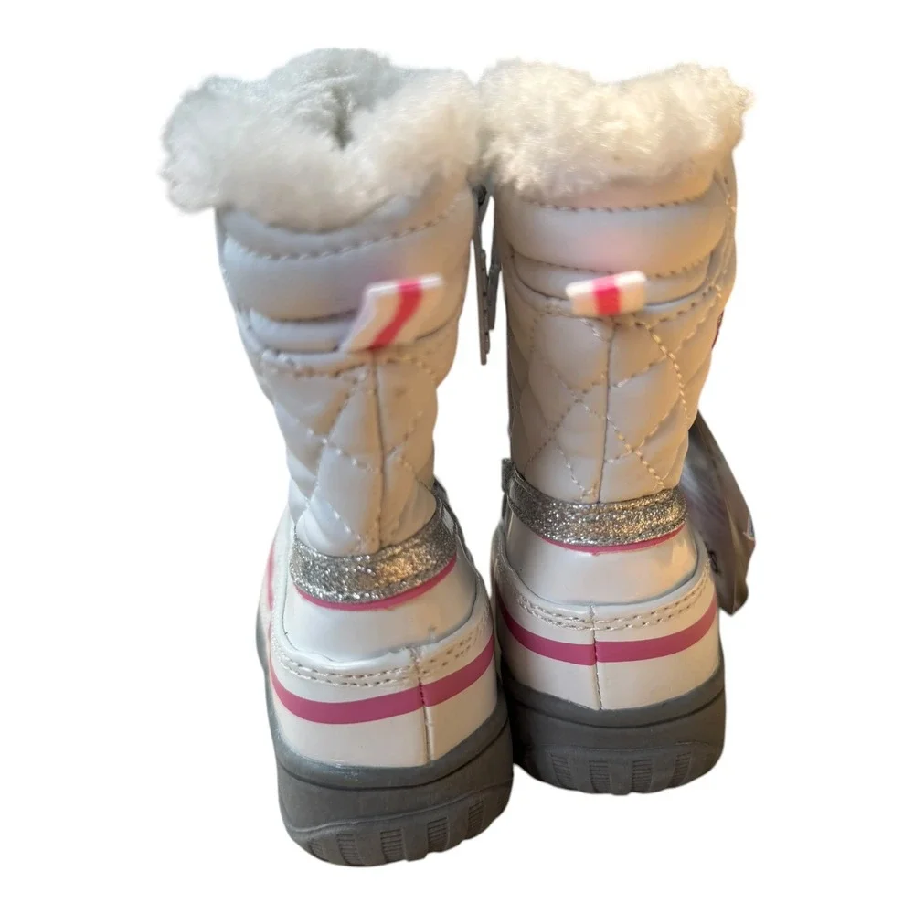 Totes Adventure Gear Toddler Girls White Quilted Snow Boots Size 5 Med NWT!